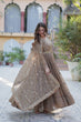 Load image into Gallery viewer, Brown Luxury Star Georgette Gown with Designer Embroidered Dupatta – 5-Layer Frill Flai