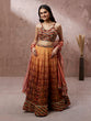 Load image into Gallery viewer, Brown Organza Floral Print and sequinse work Semi-Stitched Lehenga choli &amp; Dupatta ClothsVilla