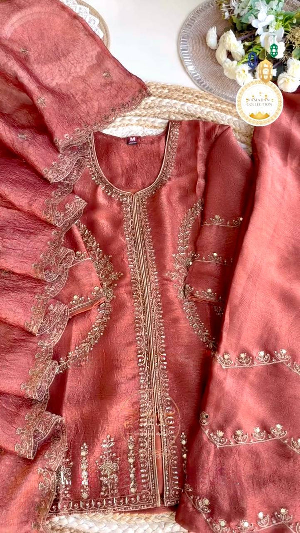 Brown Premium Designer Readymade Top, Plazzo & Dupatta Collection – Party Wear Edition ClothsVilla