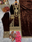 Brown Premium Designer Readymade Viscose Velvet Top, Plazzo & Dupatta Set – Party Wear Elegance Clothsvilla