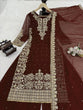 Load image into Gallery viewer, Brown Premium Faux Georgette Top-Plazo Set with Dupatta – Coding, Sequin &amp; Rivet Moti Work ClothsVilla
