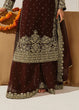 Load image into Gallery viewer, Brown Premium Faux Georgette Top-Plazo Set with Dupatta – Coding, Sequin &amp; Rivet Moti Work ClothsVilla