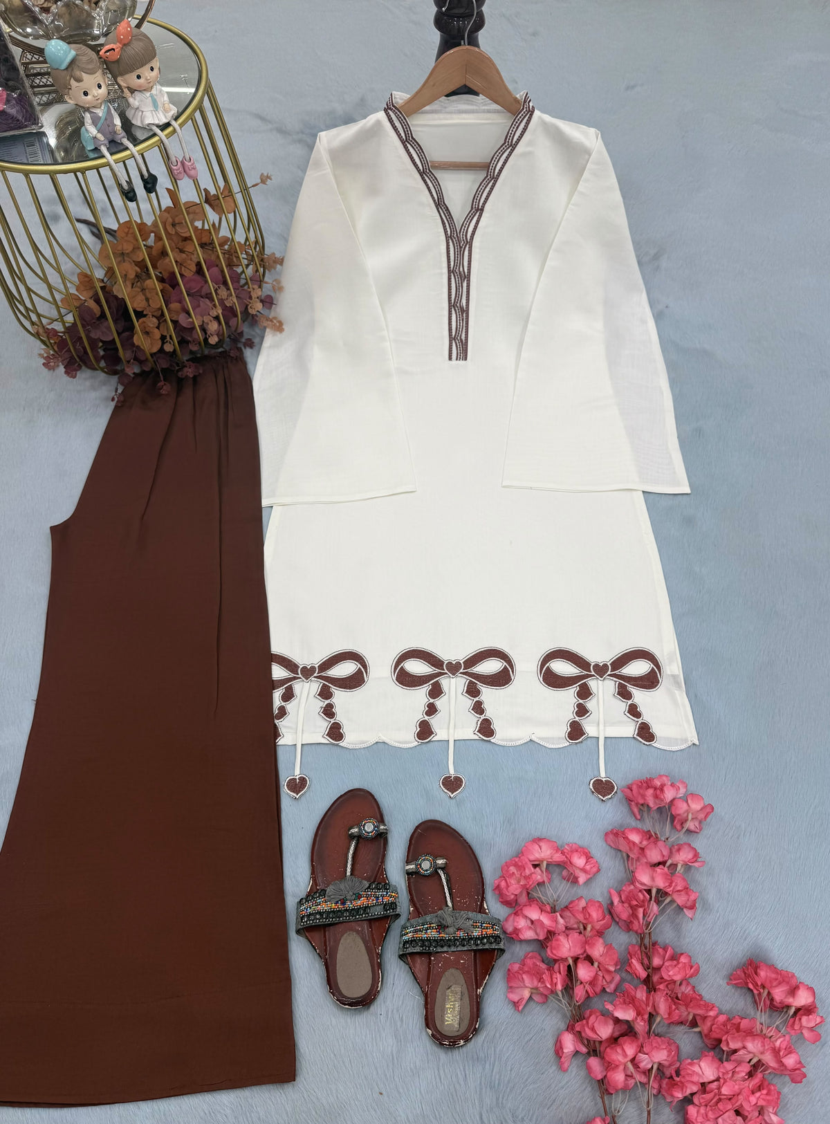 Brown Pur Roman Top & Plazzo Set ClothsVilla