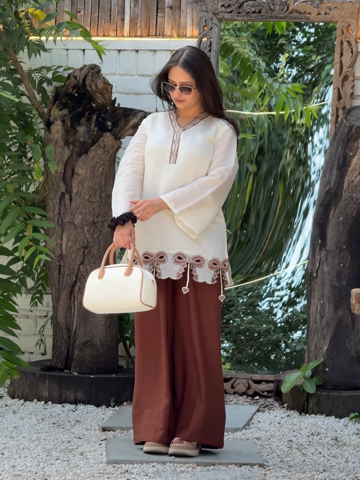 Brown Pur Roman Top & Plazzo Set ClothsVilla