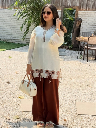 Brown Pur Roman Top & Plazzo Set ClothsVilla