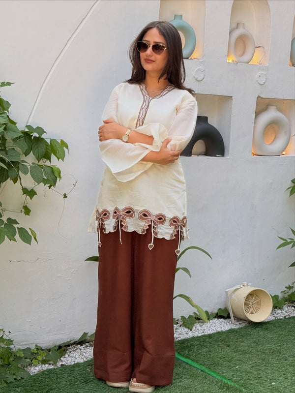 Brown Pur Roman Top & Plazzo Set ClothsVilla