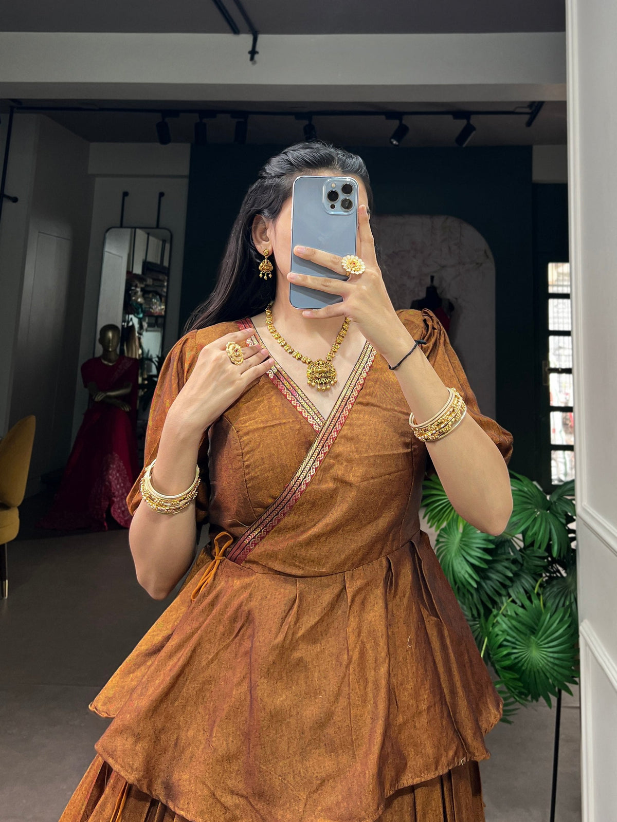 Brown Pure Cotton Lehenga Choli ClothsVilla
