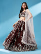 Load image into Gallery viewer, Brown - Pure Georgette Thread &amp; Sequins Work Semi-Stitched Lehenga Clothsvilla