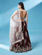 Load image into Gallery viewer, Brown - Pure Georgette Thread &amp; Sequins Work Semi-Stitched Lehenga Clothsvilla