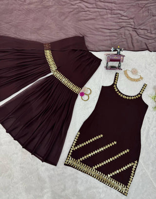 Brown Rakhi Special Elegant Sharara Set ClothsVilla