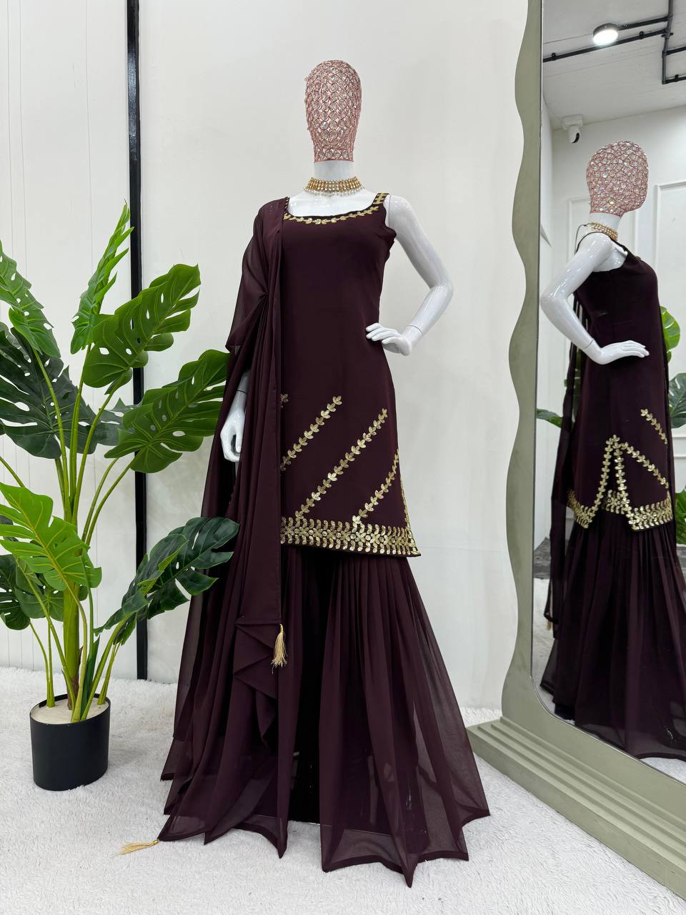 Brown Rakhi Special Elegant Sharara Set ClothsVilla