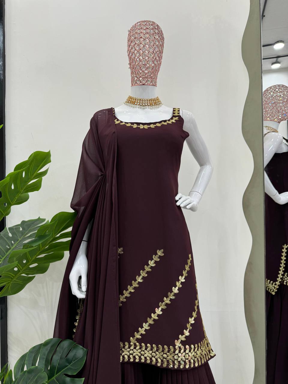 Brown Rakhi Special Elegant Sharara Set ClothsVilla
