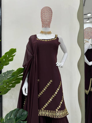 Brown Rakhi Special Elegant Sharara Set ClothsVilla