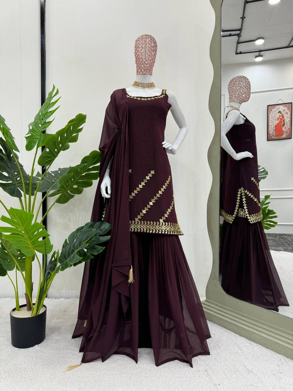 Brown Rakhi Special Elegant Sharara Set ClothsVilla
