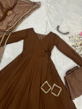 Load image into Gallery viewer, Brown Ri8 Fashion Exclusive Georgette Anarkali Suit - Elegance Meets Modern Touch ClothsVilla