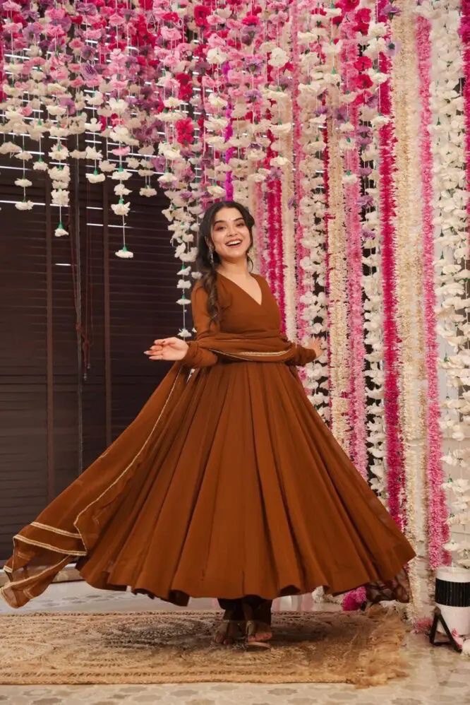 Brown Exclusive Georgette Anarkali Suit - Elegance Meets Modern Touch Brown Exclusive Georgette Anarkali Suit - Elegance Meets Modern Touch