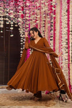 Load image into Gallery viewer, Brown Ri8 Fashion Exclusive Georgette Anarkali Suit - Elegance Meets Modern Touch ClothsVilla