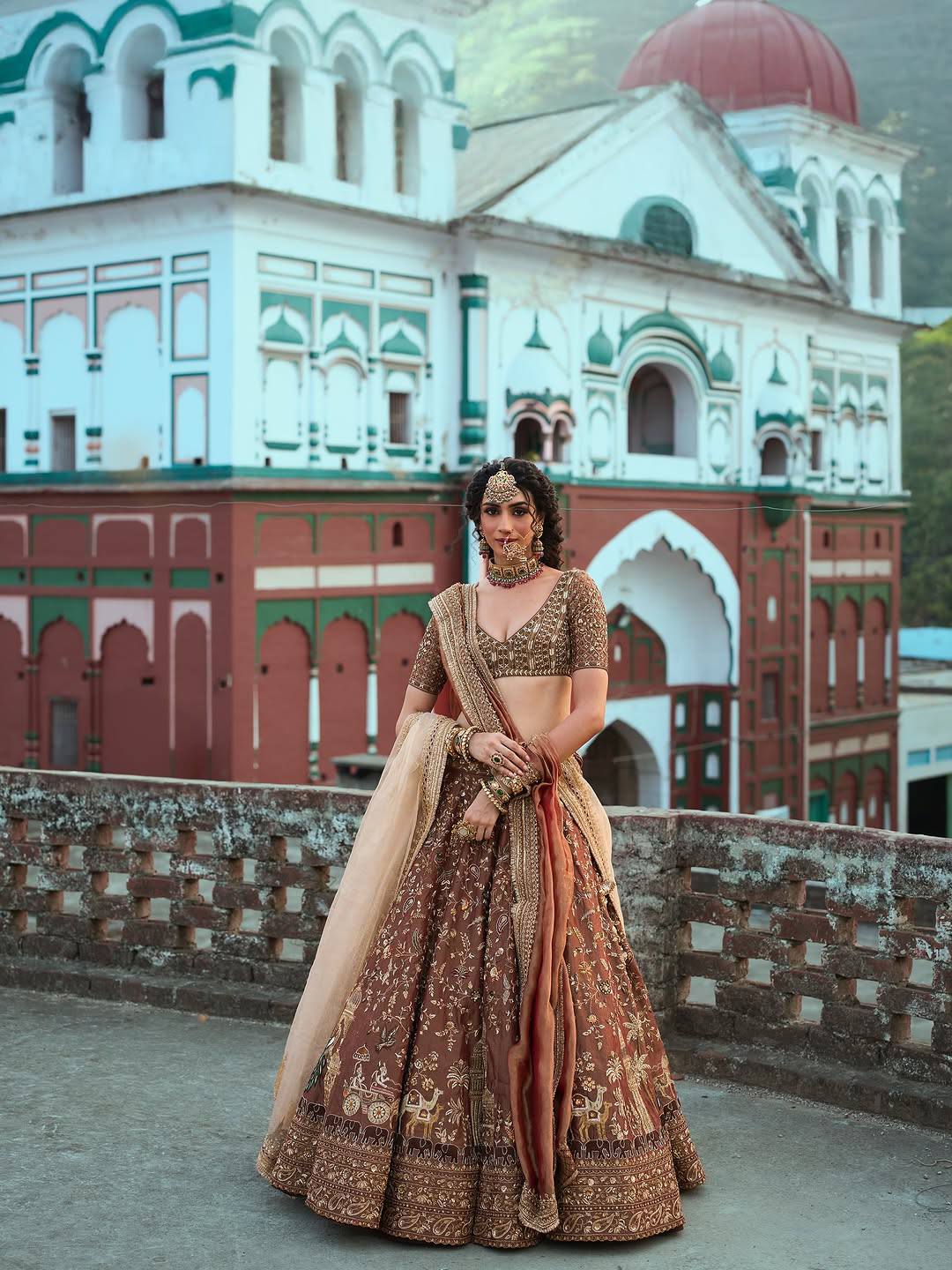 Brown Silk Dori & Thread Work Lehenga set ClothsVilla
