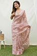Load image into Gallery viewer, Brown Soft Pure Organza Saree with Shimmering Viscose Embroidery ClothsVilla.com