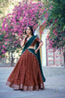 Load image into Gallery viewer, Brown Traditional Festive Checks Lehenga Set ClothsVilla