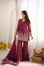 Burgandy Silk Kurta with Bell Bottom Pant ClothsVilla