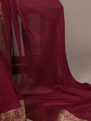 Burgundy Elegant Mass Mello Zari Weaving Saree with Matching Unstitched Blouse – Premium Party & Festive Wear ClothsVilla