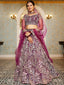 Burgundy Elegant Multi-Color Sequin Embroidered Net Lehenga Choli Dupatta ClothsVilla