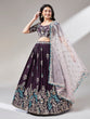 Load image into Gallery viewer, Burgundy Georgette Sequinse embroidery Semi-Stitched Lehenga choli &amp; Dupatta Clothsvilla
