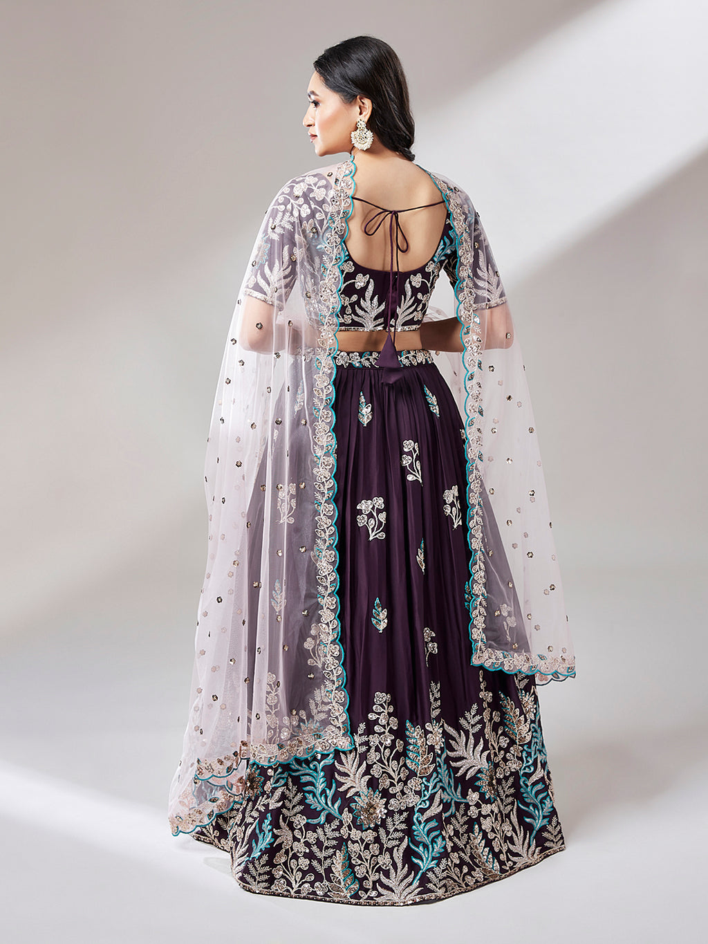 Burgundy Georgette Sequinse embroidery Semi-Stitched Lehenga choli & Dupatta Clothsvilla