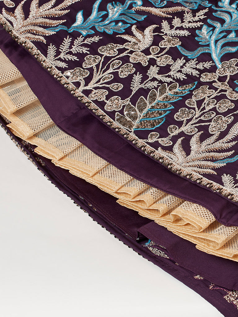 Burgundy Georgette Sequinse embroidery Semi-Stitched Lehenga choli & Dupatta Clothsvilla