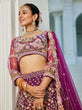 Load image into Gallery viewer, Burgundy Multi-Color Sequin Embroidered Net Lehenga Choli Dupatta Set ClothsVilla