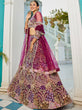 Load image into Gallery viewer, Burgundy Multi-Color Sequin Embroidered Net Lehenga Choli Dupatta Set ClothsVilla