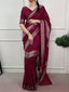 Burgundy Mysore Zari Weaving Saree ClothsVilla