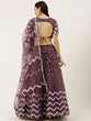 Load image into Gallery viewer, Burgundy Net Semi Stitched Coding, Sequins and Mirror work Lehenga Choli Clothsvilla