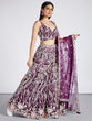 Load image into Gallery viewer, Burgundy Net Sequins and thread embroidery Semi-Stitched Lehenga choli &amp; Dupatta ClothsVilla