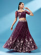 Load image into Gallery viewer, Burgundy Net Sequinse Work Semi-Stitched Lehenga &amp; Unstitched Blouse, Dupatta Clothsvilla