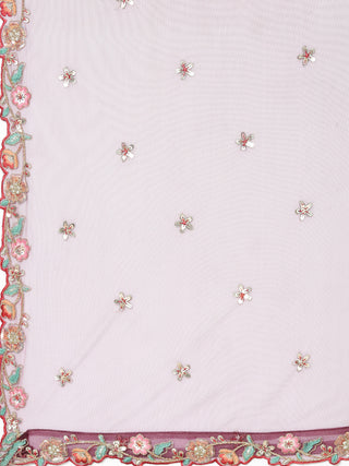 Burgundy Net Sequinse Work Semi-Stitched Lehenga & Unstitched Blouse, Dupatta Clothsvilla