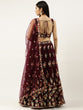 Load image into Gallery viewer, Burgundy Net Sequinse Work Semi-Stitched Lehenga &amp; Unstitched Blouse, Dupatta Clothsvilla