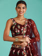Load image into Gallery viewer, Burgundy Net Sequinse Work Semi-Stitched Lehenga &amp; Unstitched Blouse, Dupatta Clothsvilla