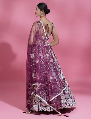 Burgundy Net Sequinse Work Semi-Stitched Lehenga & Unstitched Blouse with Dupatta ClothsVilla