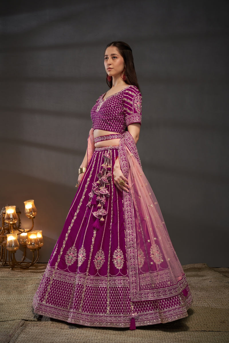 TILTON  PURE CHANDERI LEHENGA CHOLI WITH DUPATTA