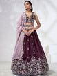 Load image into Gallery viewer, Burgundy Sequined Lehenga Choli Set with Thread Embroidery &amp; Dupatta ClothsVilla
