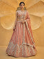 Burnished Rust Chiffon Sequin & Zari Thread Embroidered Lehenga Choli Set Clothsvilla