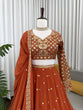 Load image into Gallery viewer, Burnt Orange Elegant Faux Georgette Embroidered Lehenga Choli with Dupatta ClothsVilla