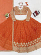 Load image into Gallery viewer, Burnt Orange Elegant Faux Georgette Embroidered Lehenga Choli with Dupatta ClothsVilla