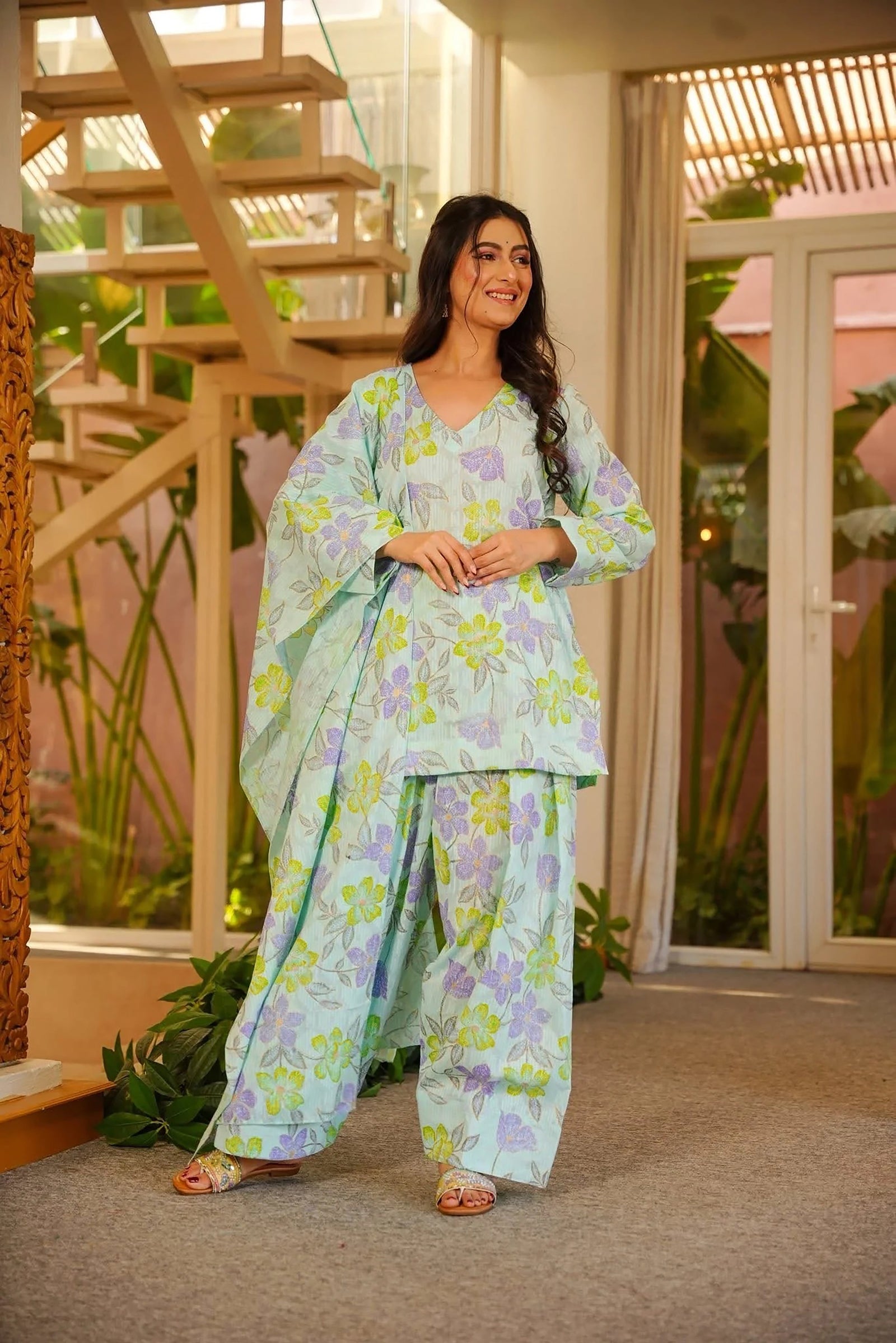 Cambric Cotton Digital Print Salwar Suit with Cotton Dupatta Clothsvilla