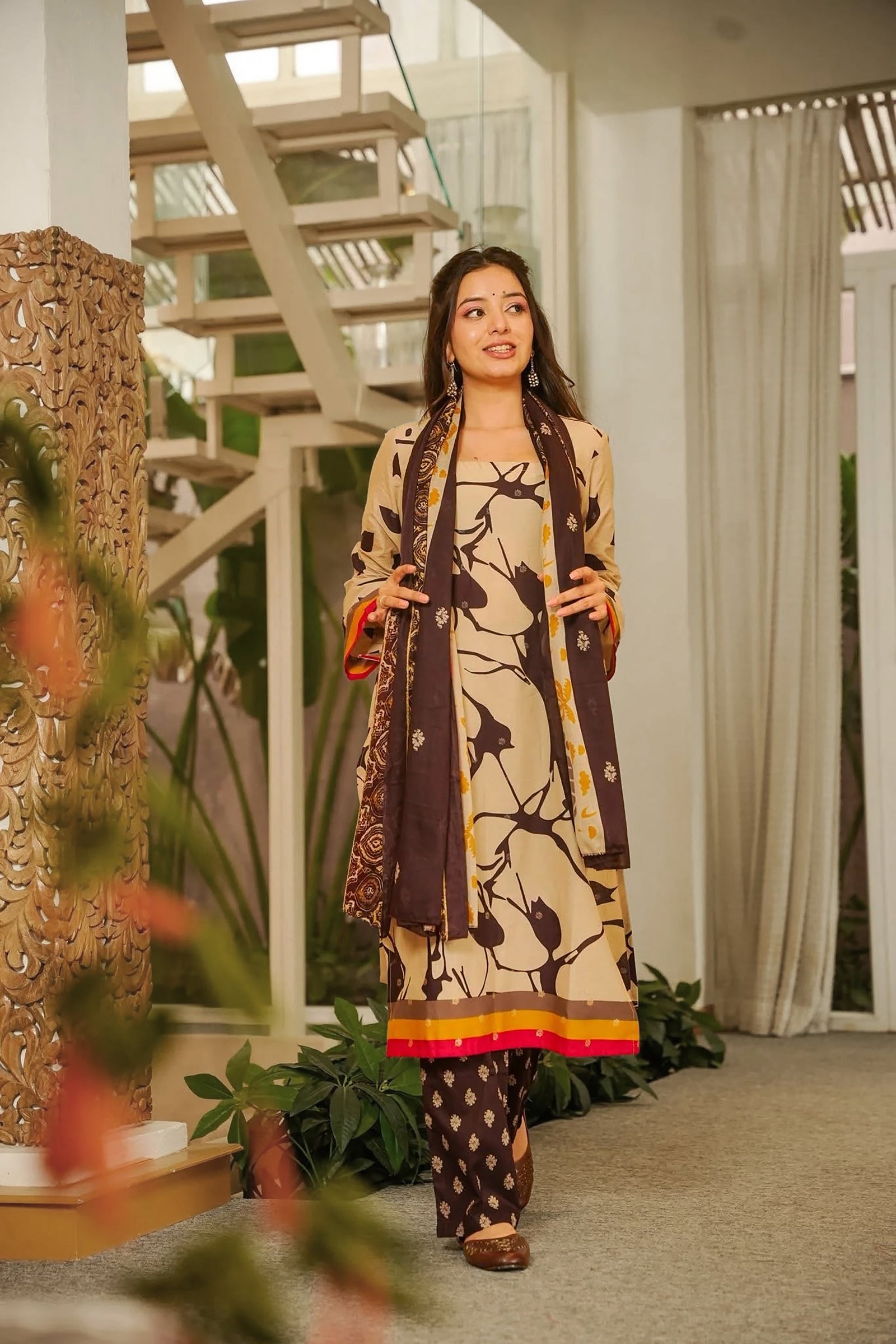 Cambric Cotton Printed Farsi Salwar and Straight Kurti Set Clothsvilla