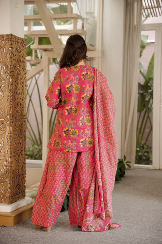 Cambric Cotton Printed Farsi Salwar and Straight Kurti Set Clothsvilla