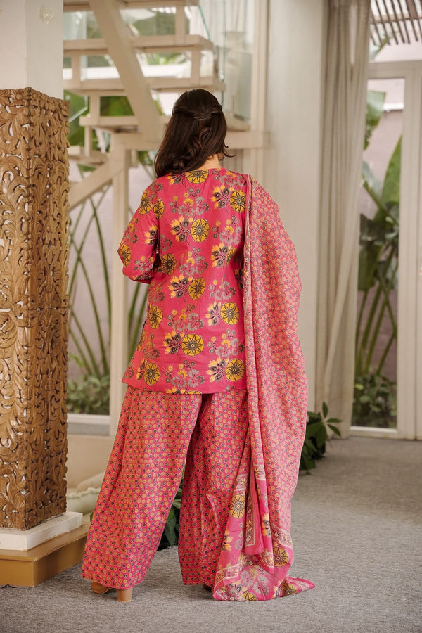 Cambric Cotton Printed Farsi Salwar and Straight Kurti Set Clothsvilla