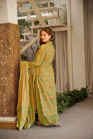 Cambric Cotton Printed Kurta Pant Dupatta Set for Women Clothsvilla